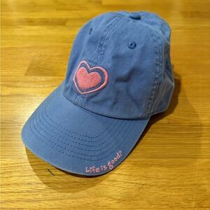 Life is Good Blue Cap with Pink Heart